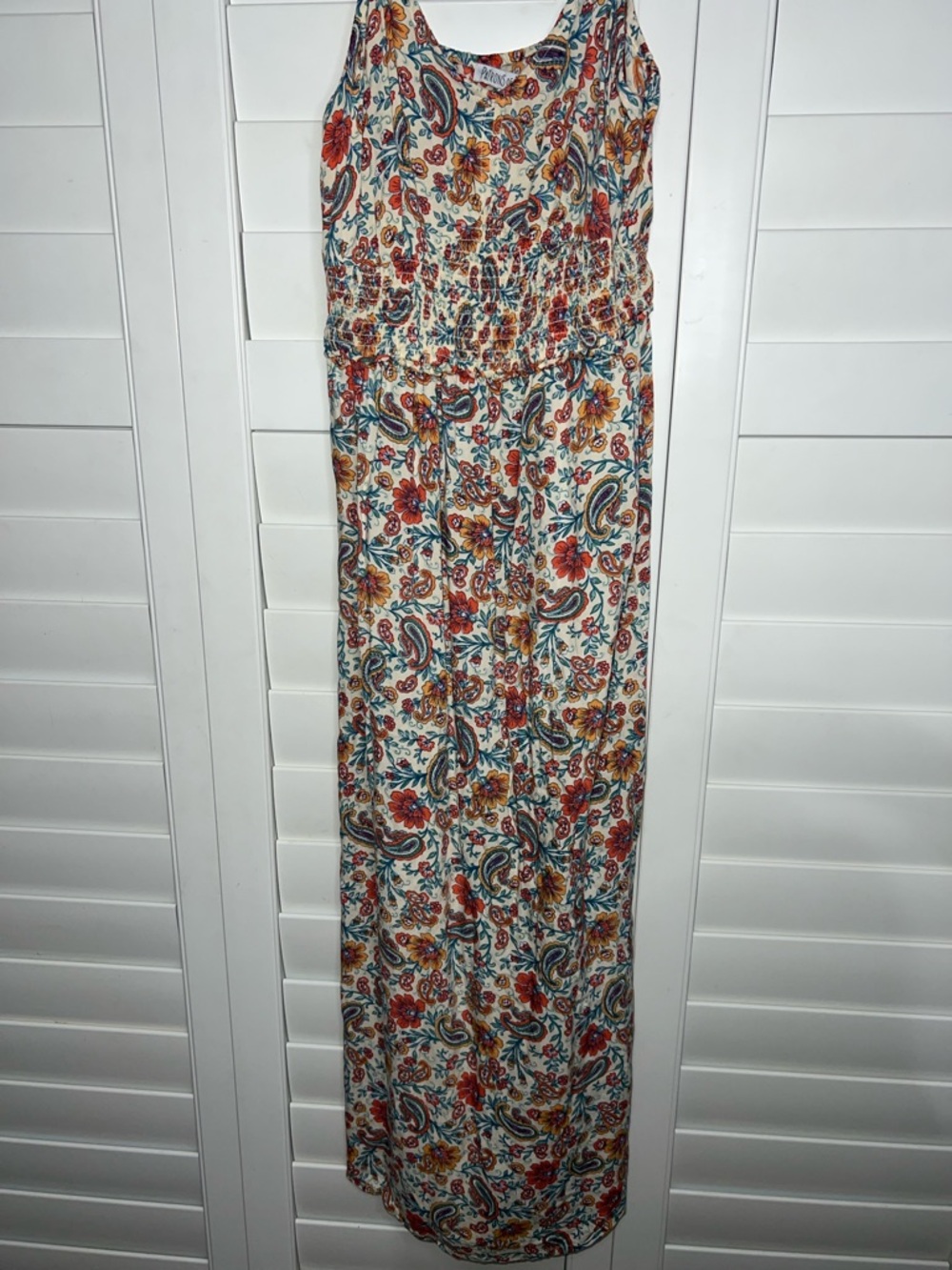 Patrons of Peace Floral Maxi Dress in Cream, Red, Green XS - Picture 4 of 6